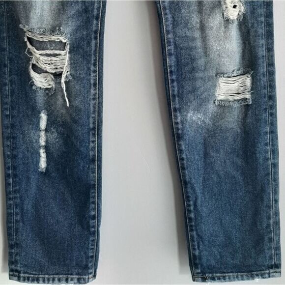 ZARA Basic Heritage Denim Distressed Medium Wash Jeans Sz 10 Flawed - Picture 6 of 16